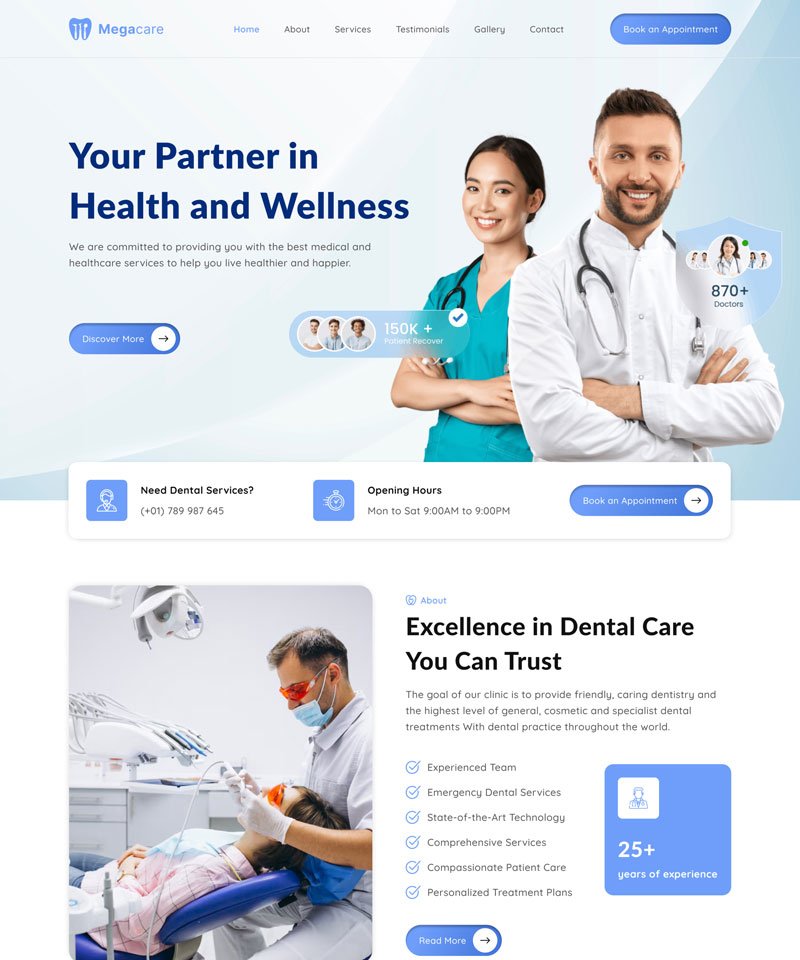 Mega Care – Dentist Website